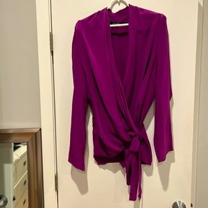 Rachel Roy Silk royal purple wrap blouse